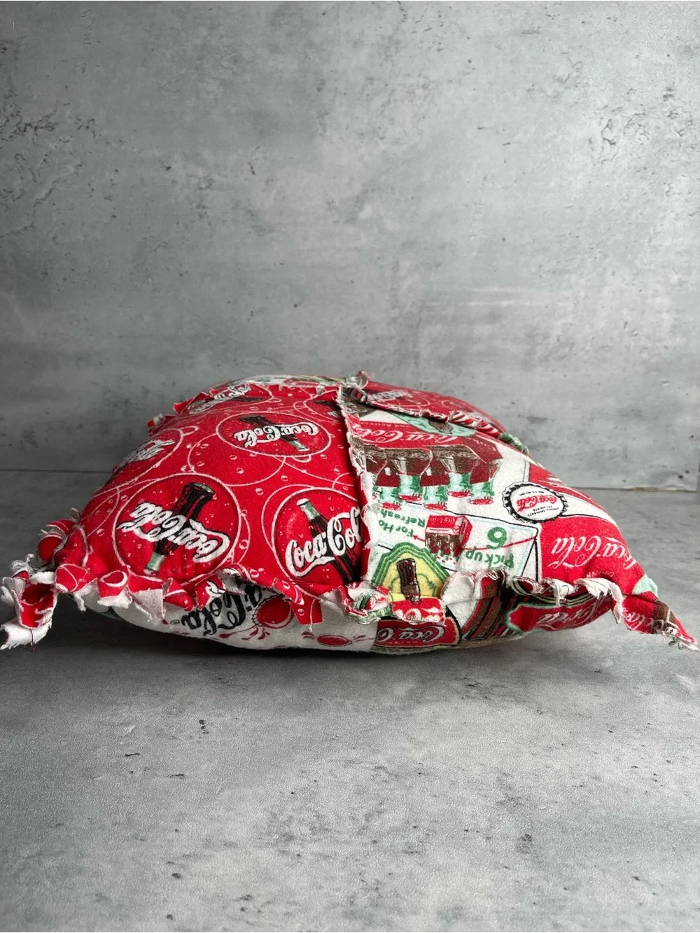 Handmade Coca Cola Vintage Throw Decor Pillow Patchwork Design 14 x 15” Collecto
